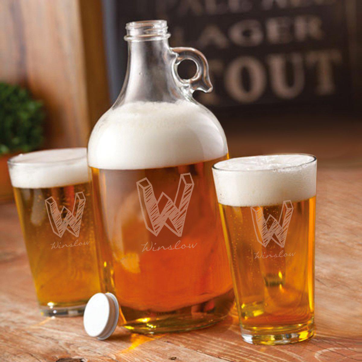 64 oz. Personalized Growler Set with 2 Pub Glasses