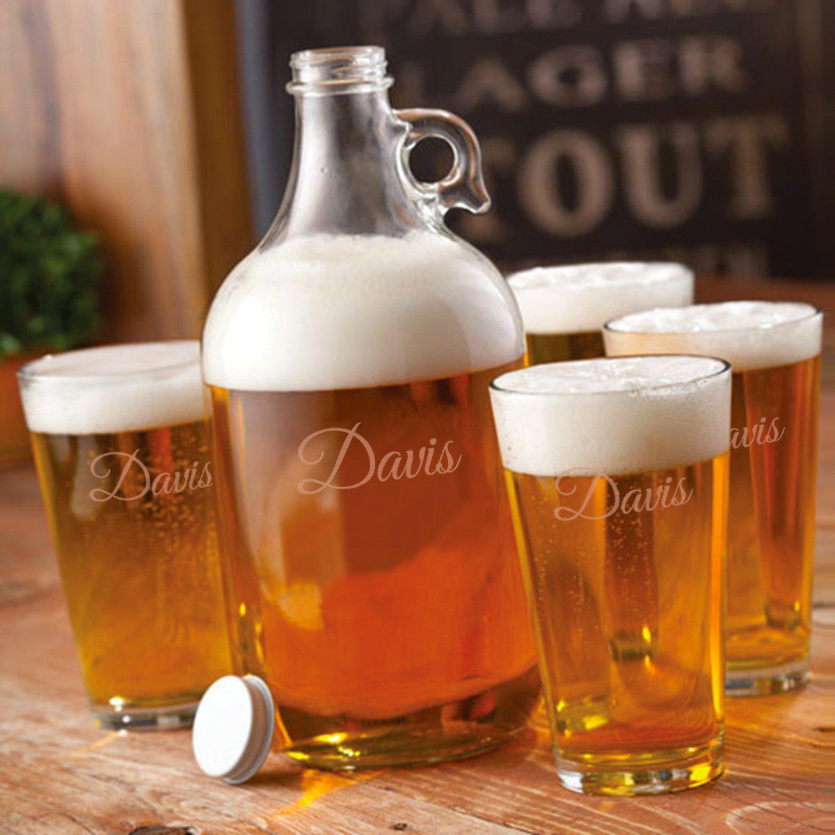 64 oz. Personalized Growler Set with 2 Pub Glasses