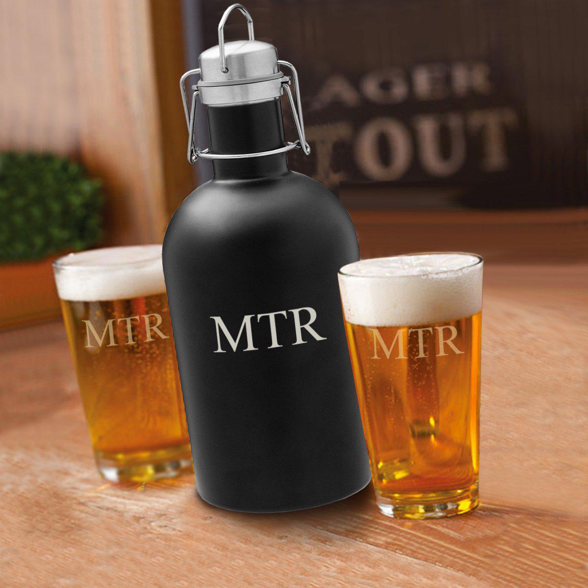 64 oz. Personalized Growler Set in Black