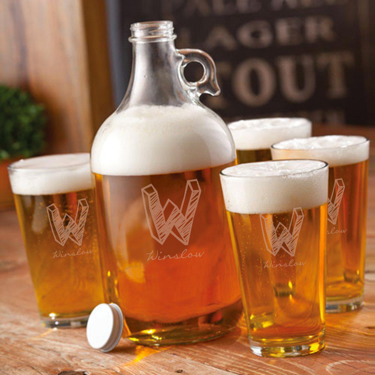 64 oz. Personalized Growler Set with 2 Pub Glasses