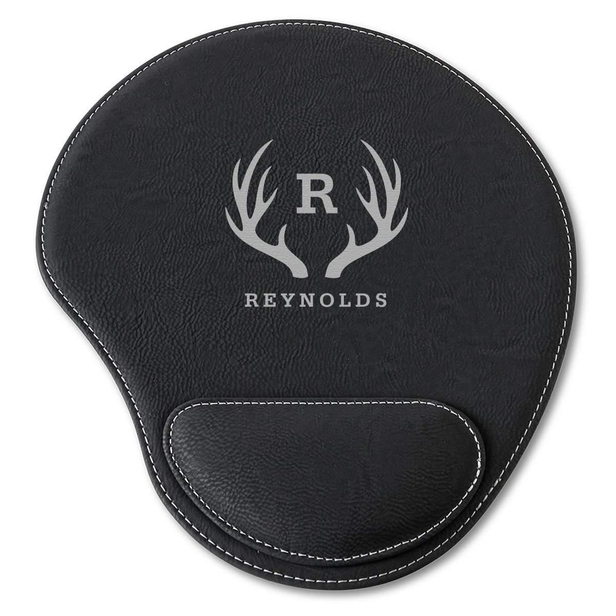 Black Vegan Leather Personalized Mouse Pad