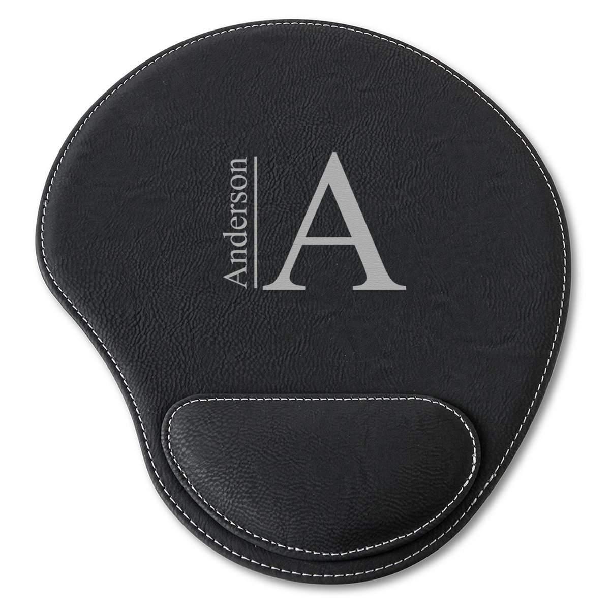 Black Vegan Leather Personalized Mouse Pad