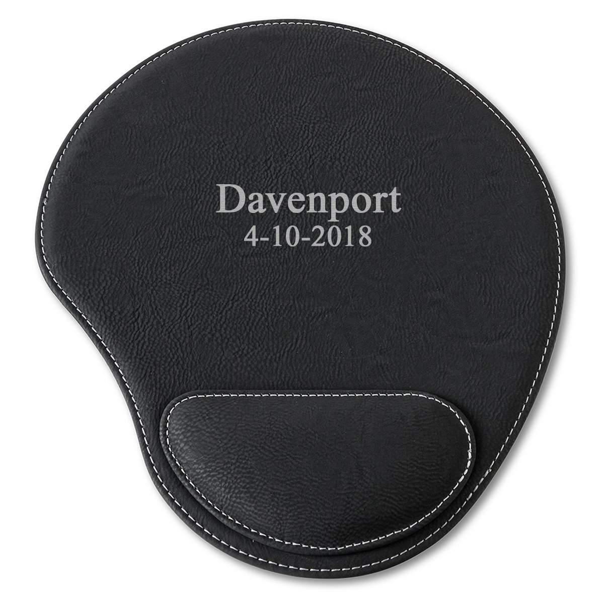 Black Vegan Leather Personalized Mouse Pad