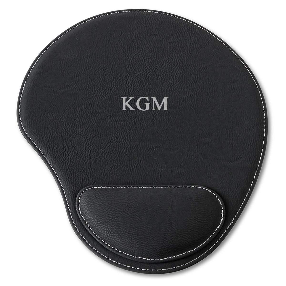 Black Vegan Leather Personalized Mouse Pad