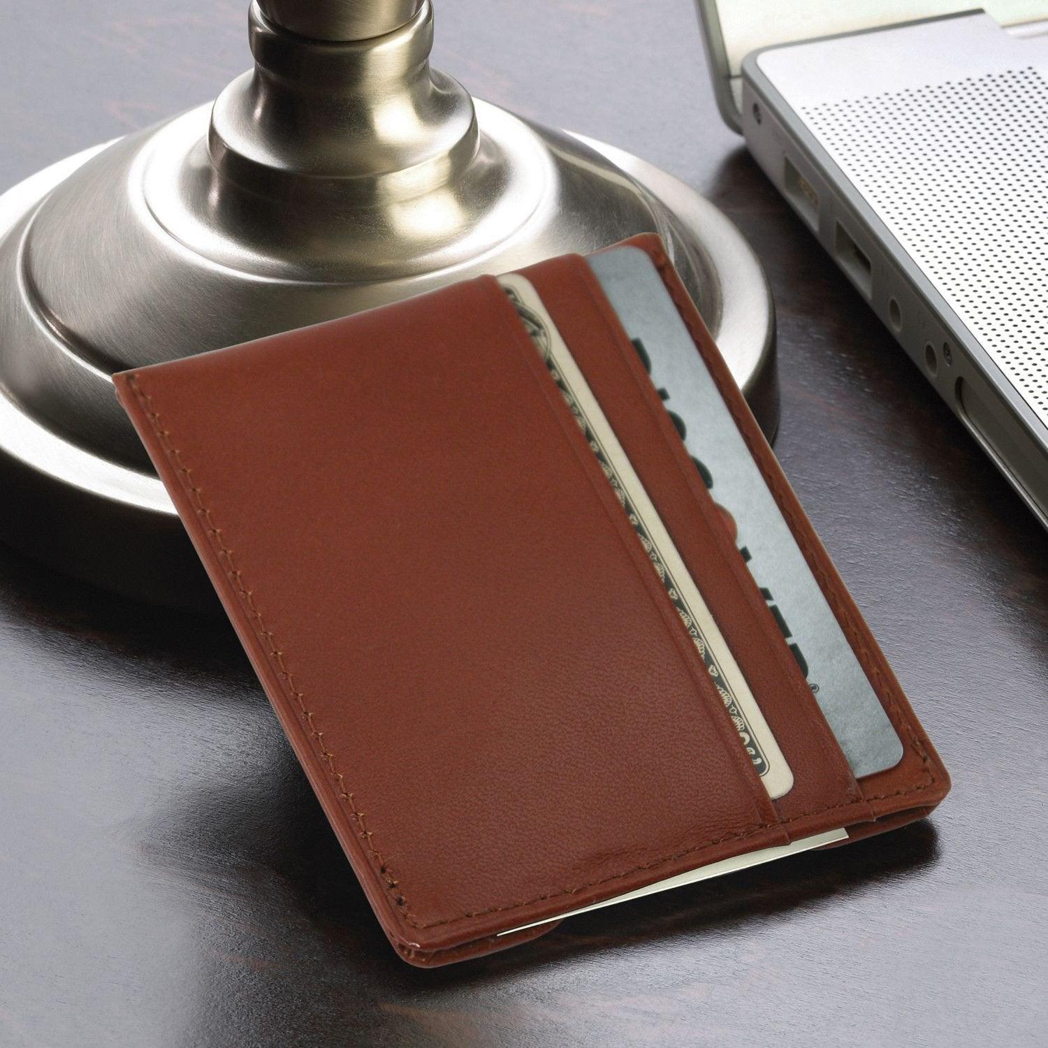 Brown Leather Wallet and Monogram Cufflinks Gift Set