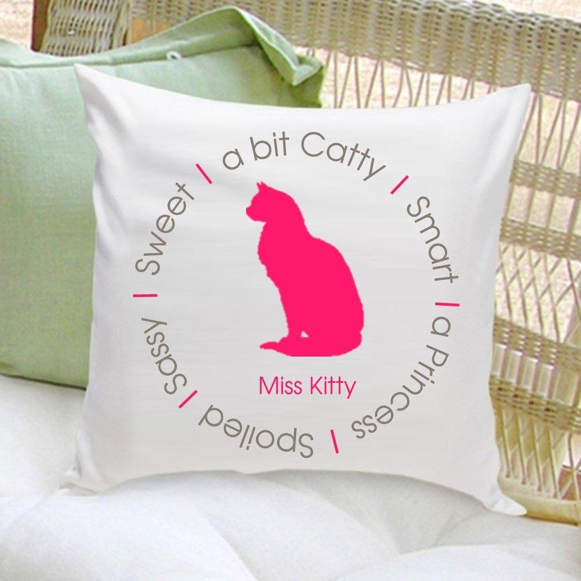 Circle of Love Cat Silhouette Throw Pillow - Pink