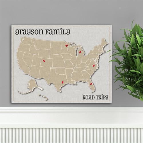 Family Signs - Travel Map - Canvas Sign