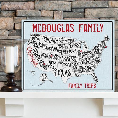 Family Signs - Travel Map - Canvas Sign