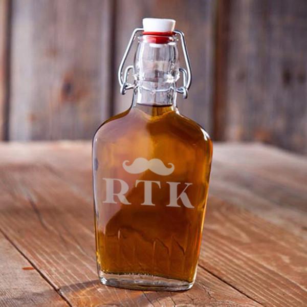 Glass Flask - Initial Mustache