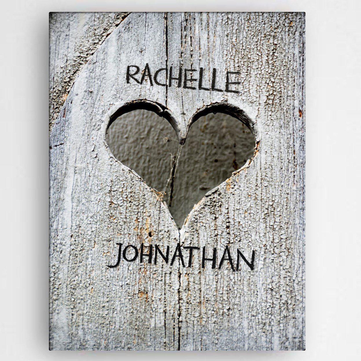 Hand Carved Heart Canvas Sign