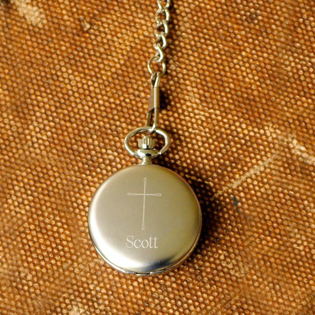 Inspirational Engraved Cross Pocket Watch