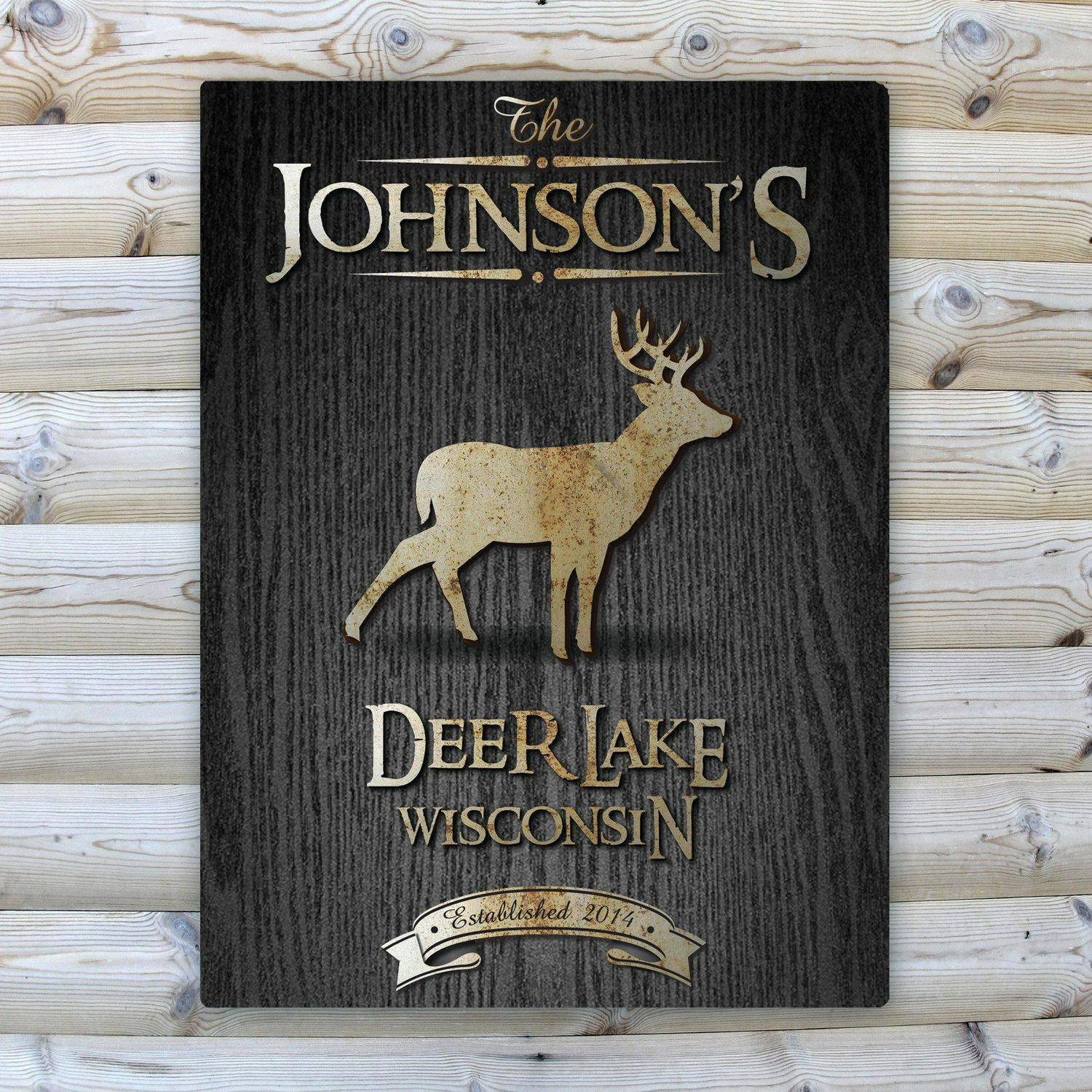 Midnight Wood Gain Welcome to the Lake Canvas Sign