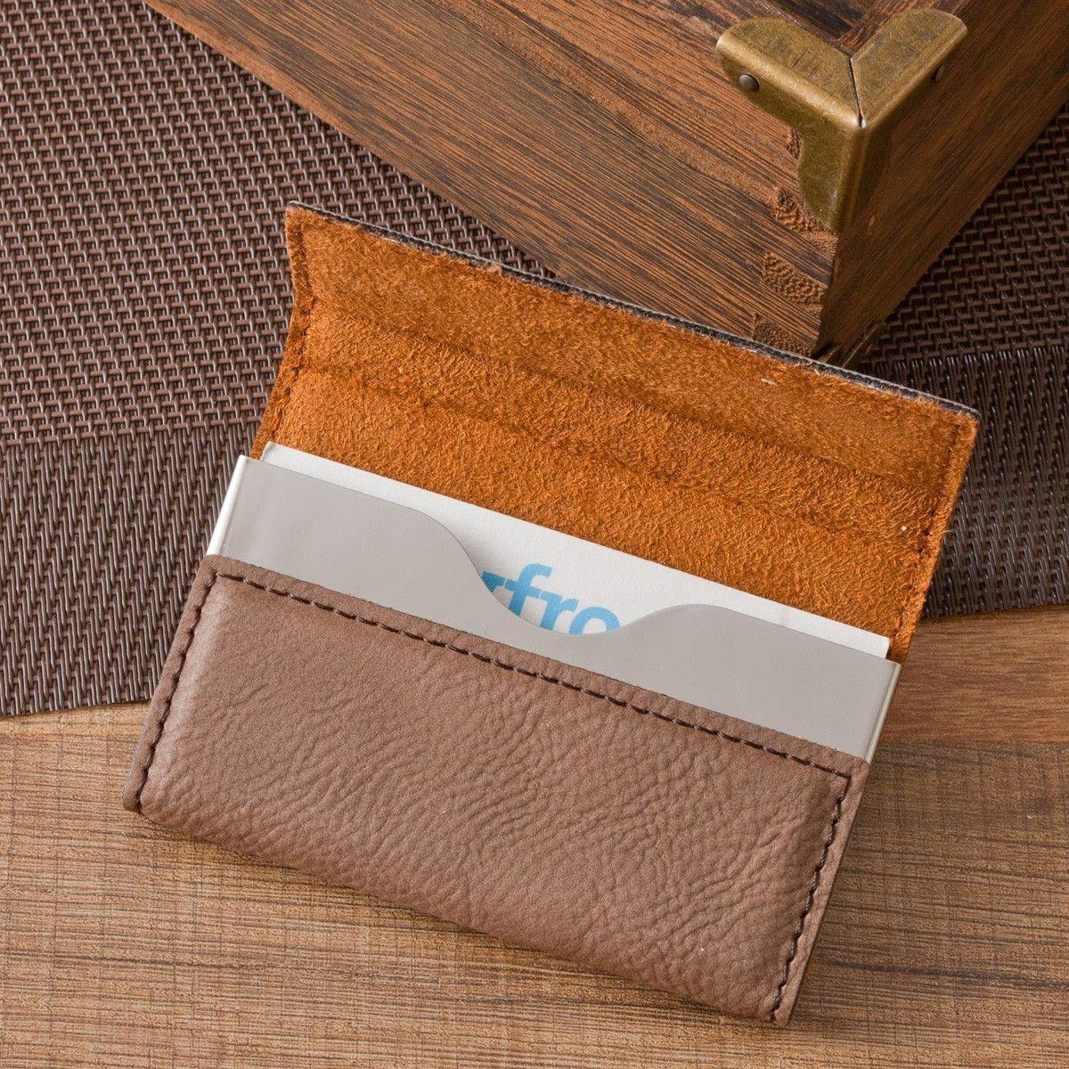 Mocha Microfiber Business Card Case