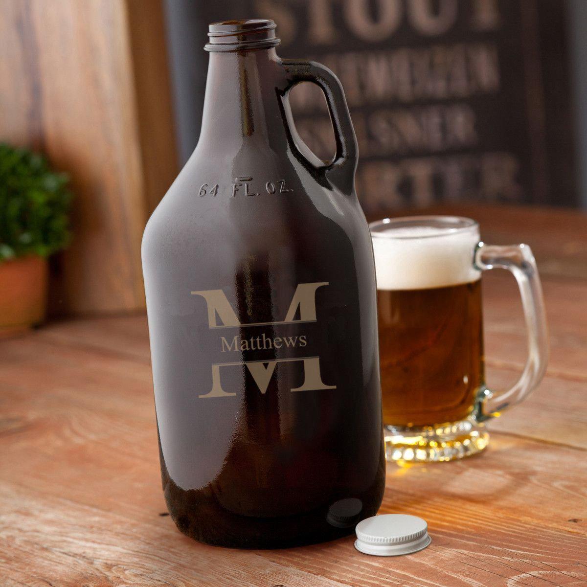 Monogram Amber Glass Growler - 64 oz.