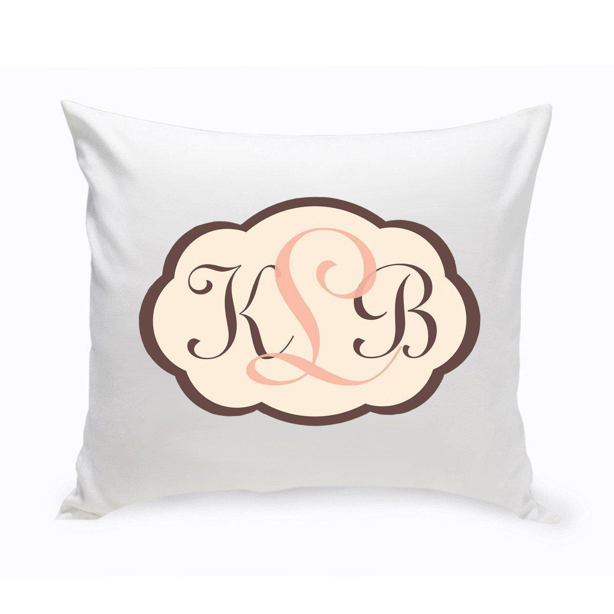 Monogram Baby Pink and Brown Chevron Throw Pillow