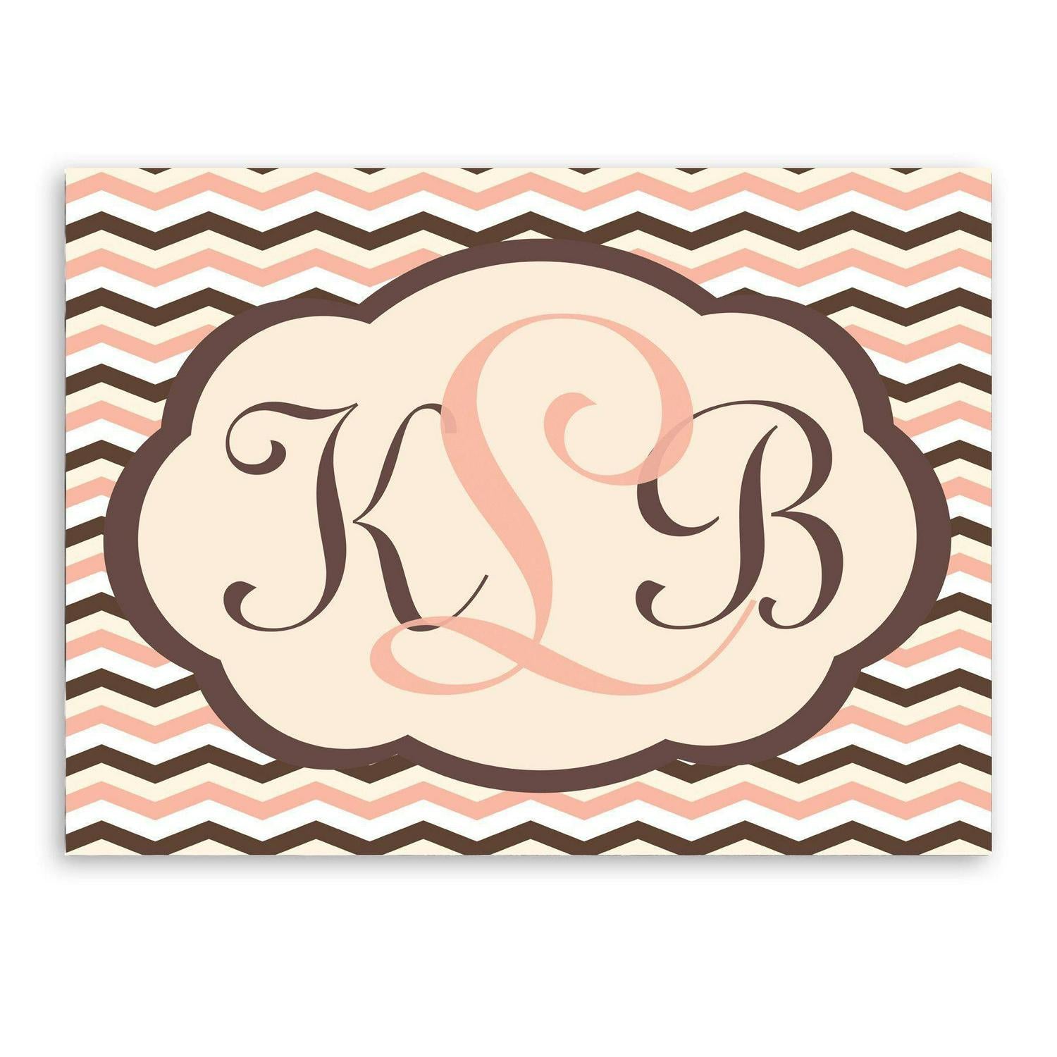 Personalized Baby Pink and Brown Chevron Canvas Sign