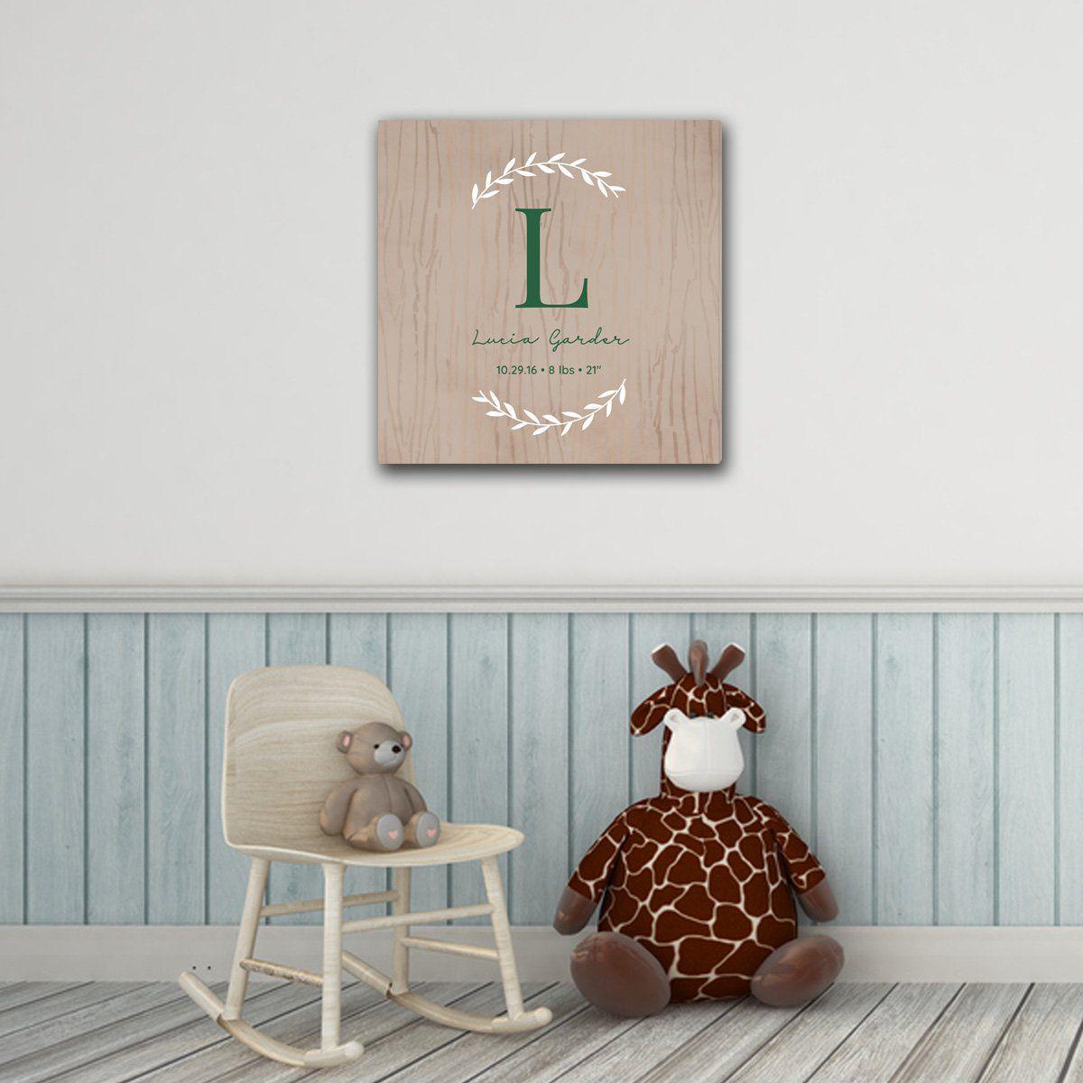 Personalized Baby's Monogram Vine 18 x 18 Canvas