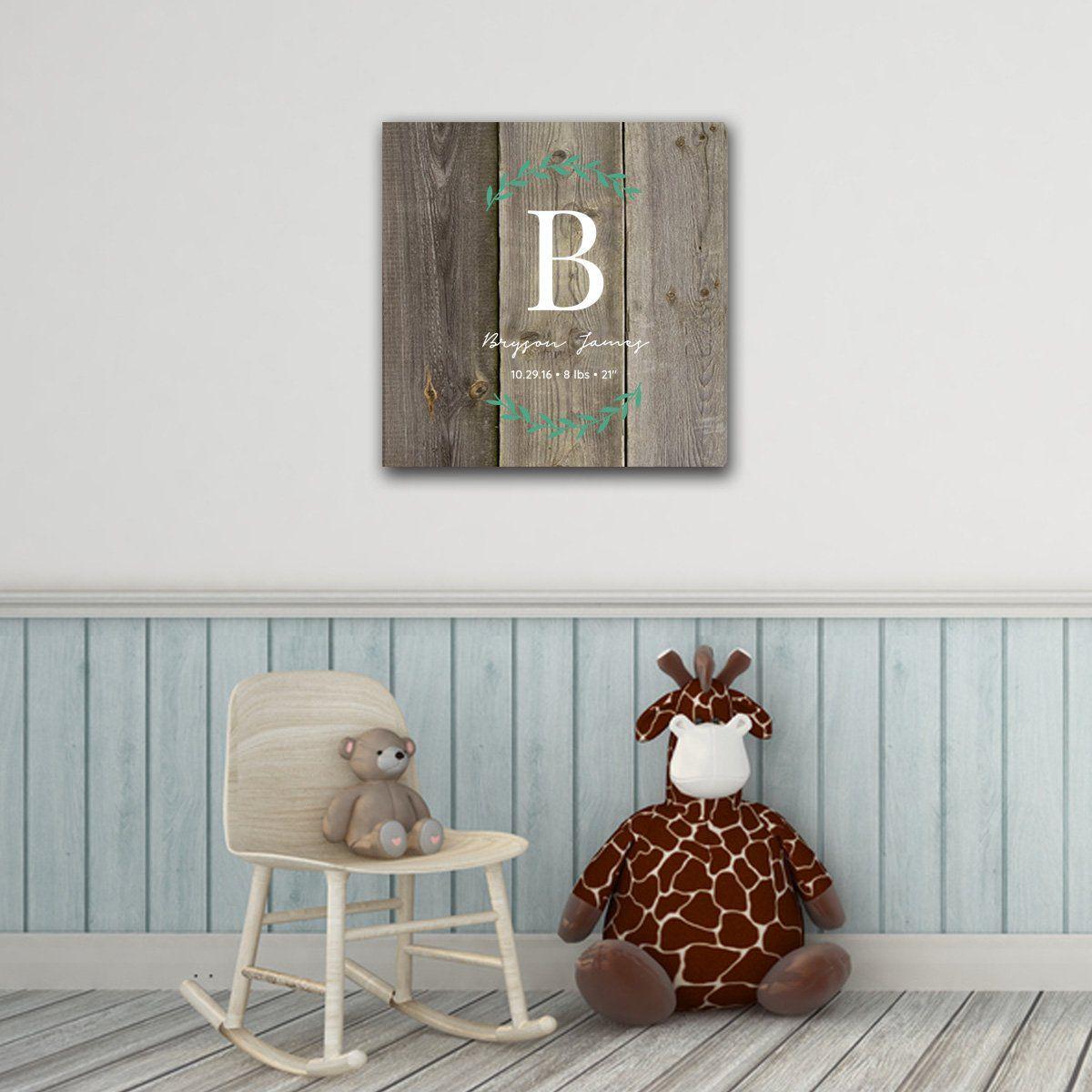 Personalized Baby's Monogram Vine 18 x 18 Canvas