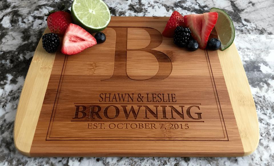 Personalized Bamboo Cutting Board 8.5x11 (Rounded Edge) 12 Designs