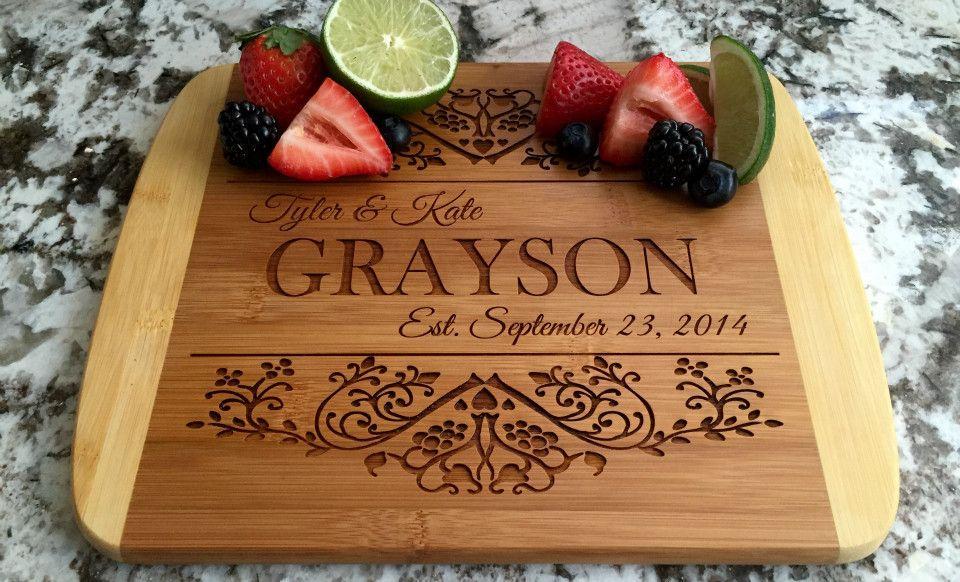 Personalized Bamboo Cutting Board 8.5x11 (Rounded Edge) 12 Designs