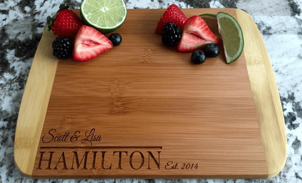 Personalized Bamboo Cutting Board 8.5x11 (Rounded Edge) 12 Designs