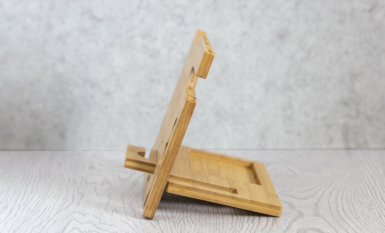 Personalized Bamboo Cell Phone Charging Station and Desk Organizer