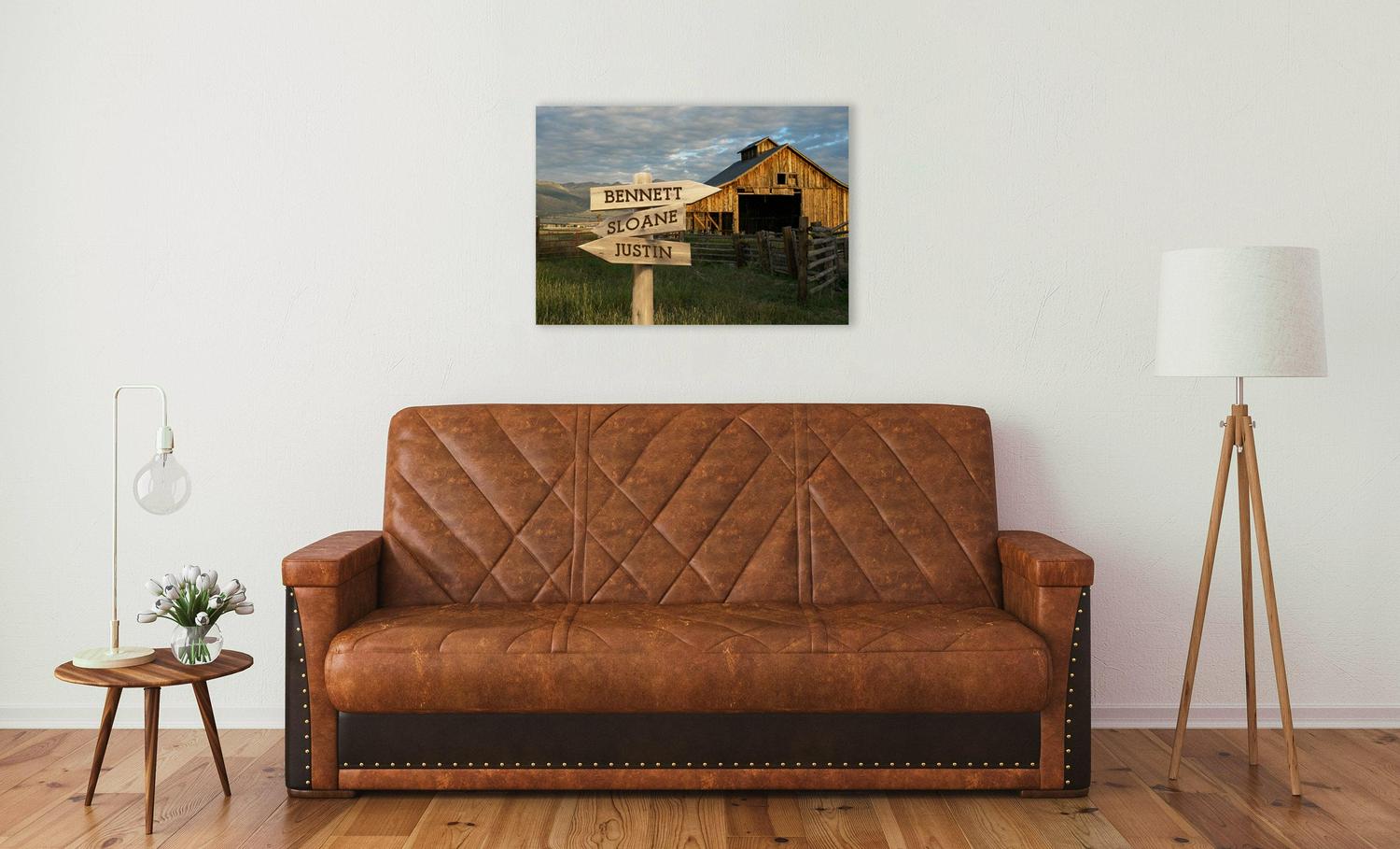 Personalized Barn Canvas Print with Family Names