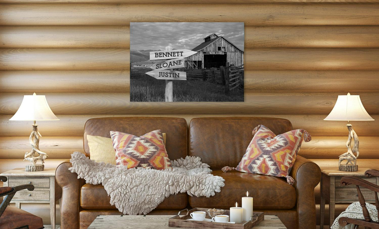 Personalized Barn Canvas Print with Family Names