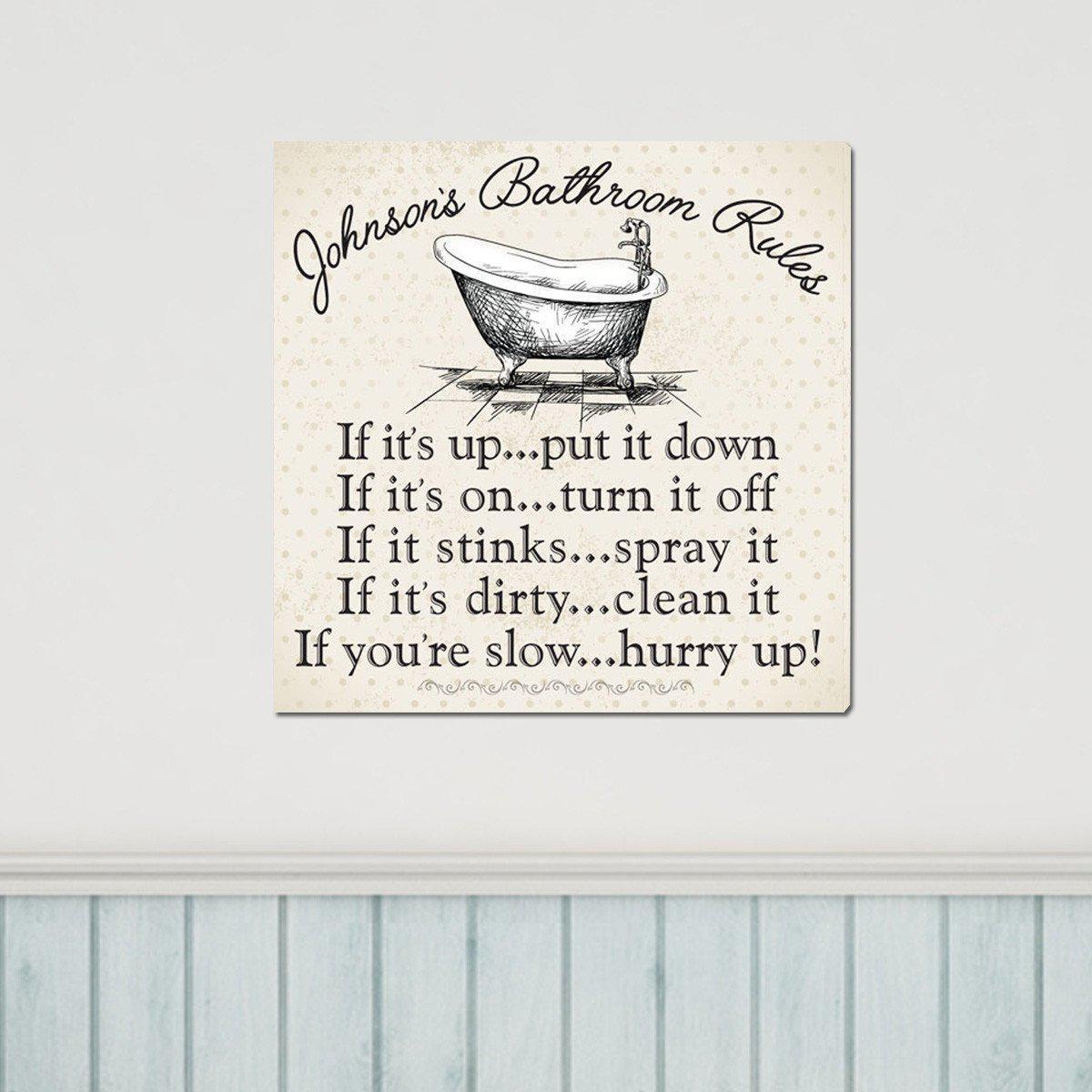 Personalized Bathroom Rules Canvas