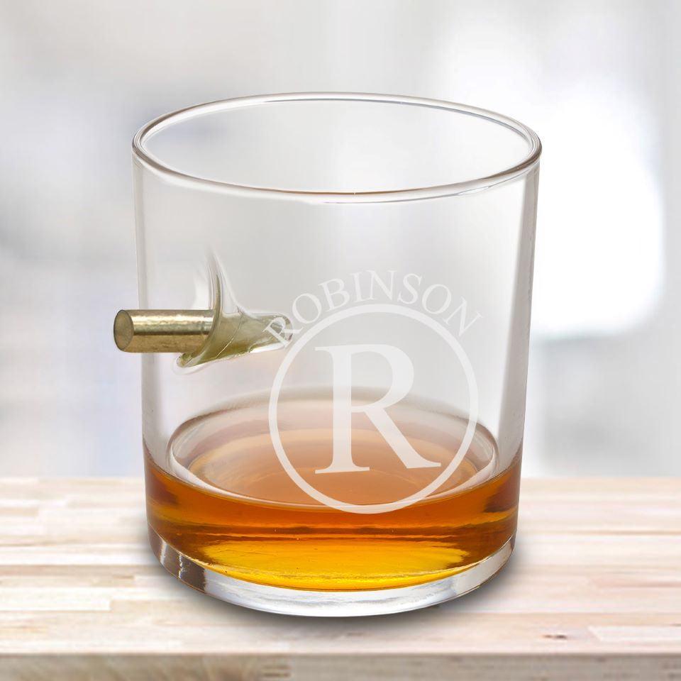 Personalized Bullet Whiskey Glass - Lowball Whiskey Glass