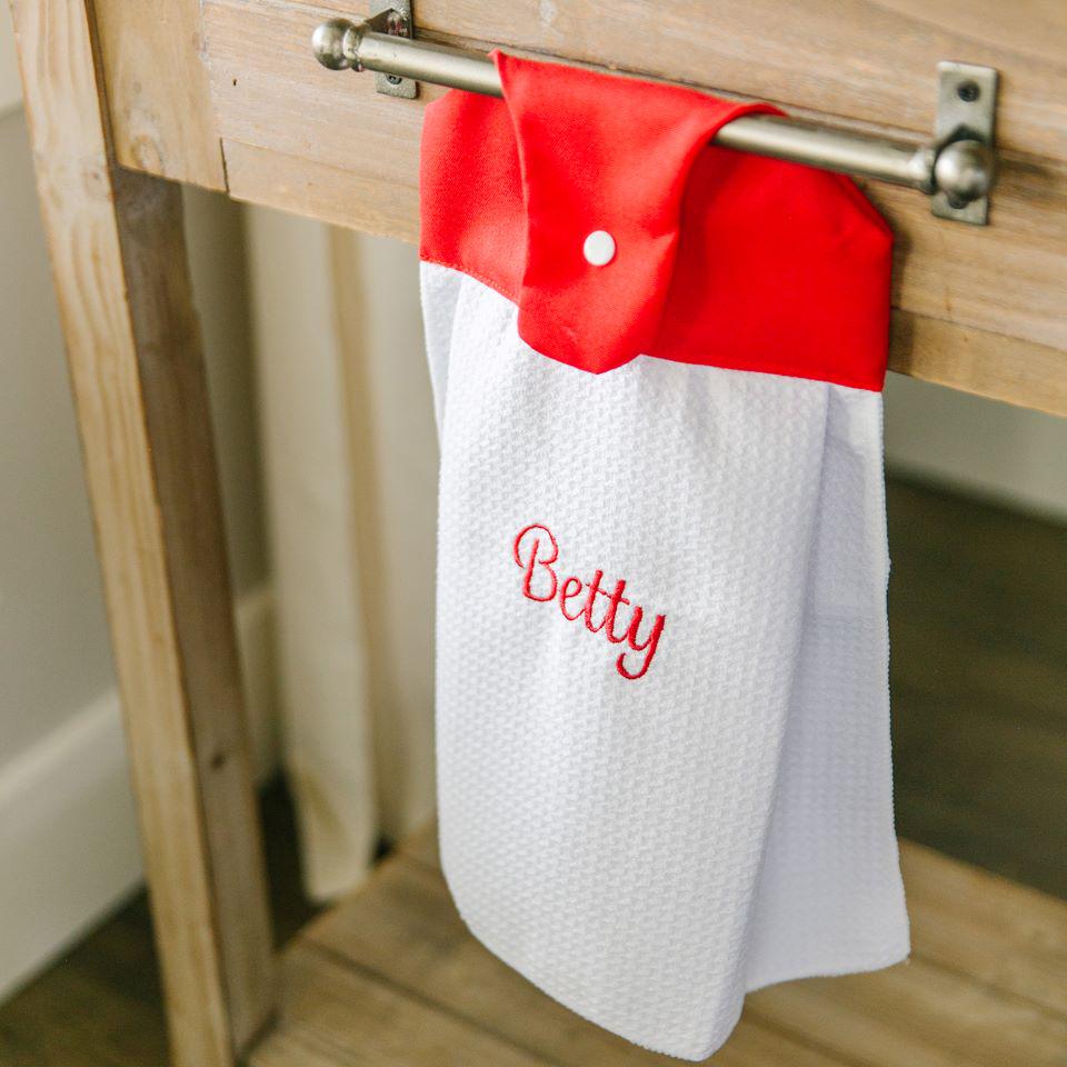 Personalized Button Hook Tea Towels