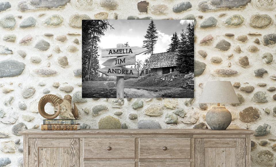 Personalized Cabin Canvas Print with Family Names