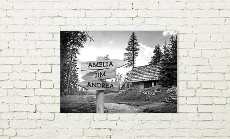 Personalized Cabin Canvas Print with Family Names