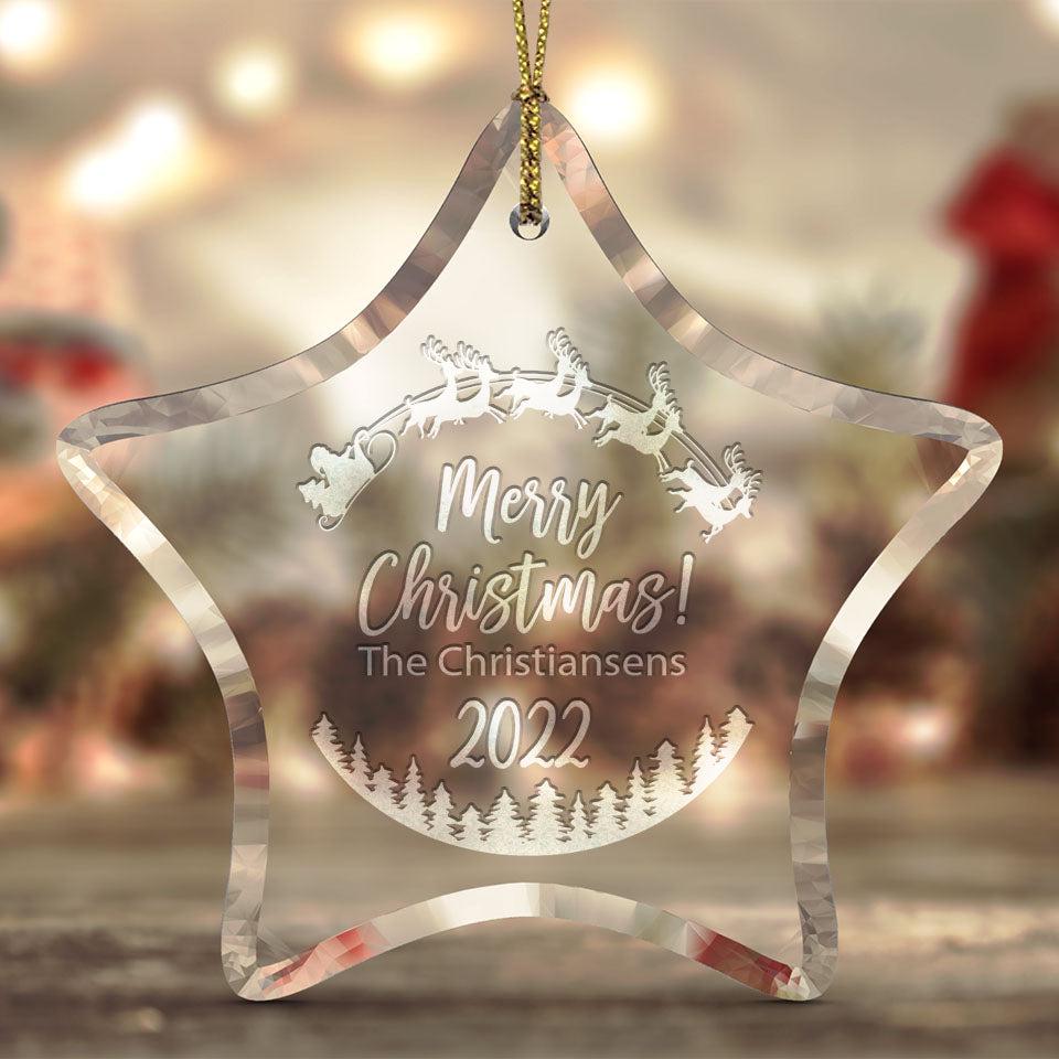 Personalized Christmas Beveled Glass Ornament - Star Shape