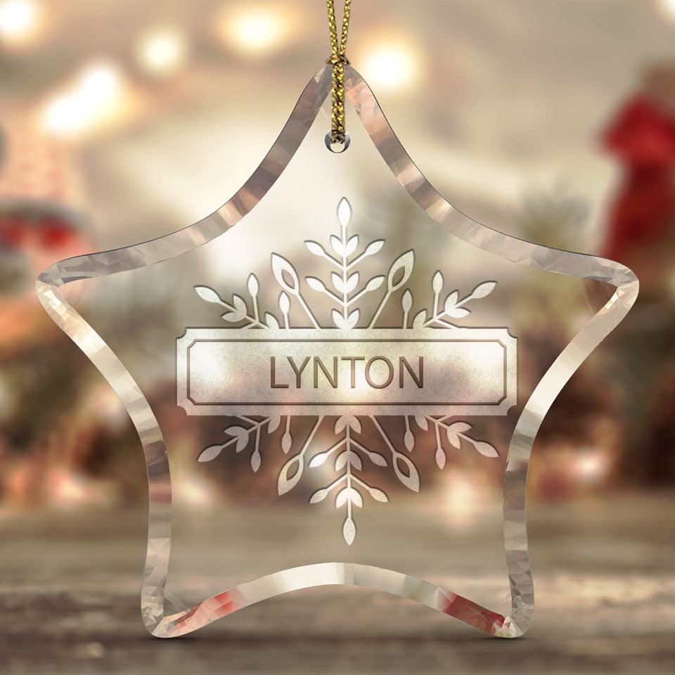 Personalized Christmas Beveled Glass Ornament - Star Shape