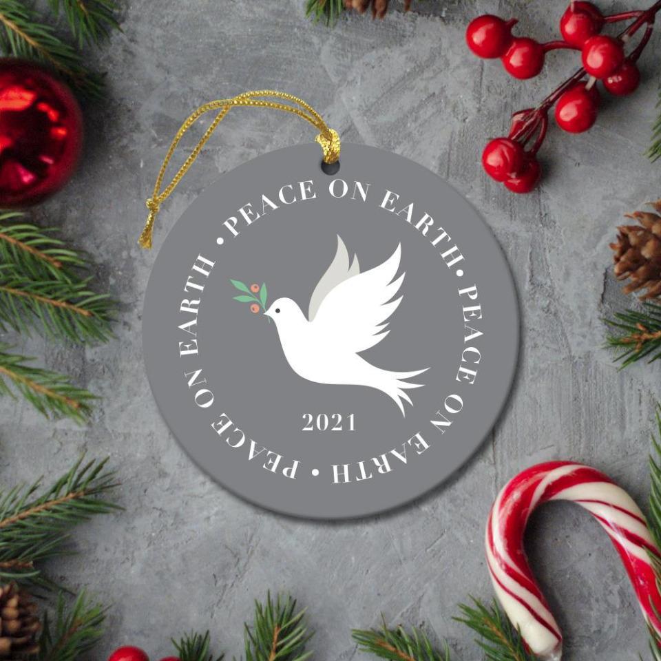 Personalized Christmas Round Ceramic Ornament