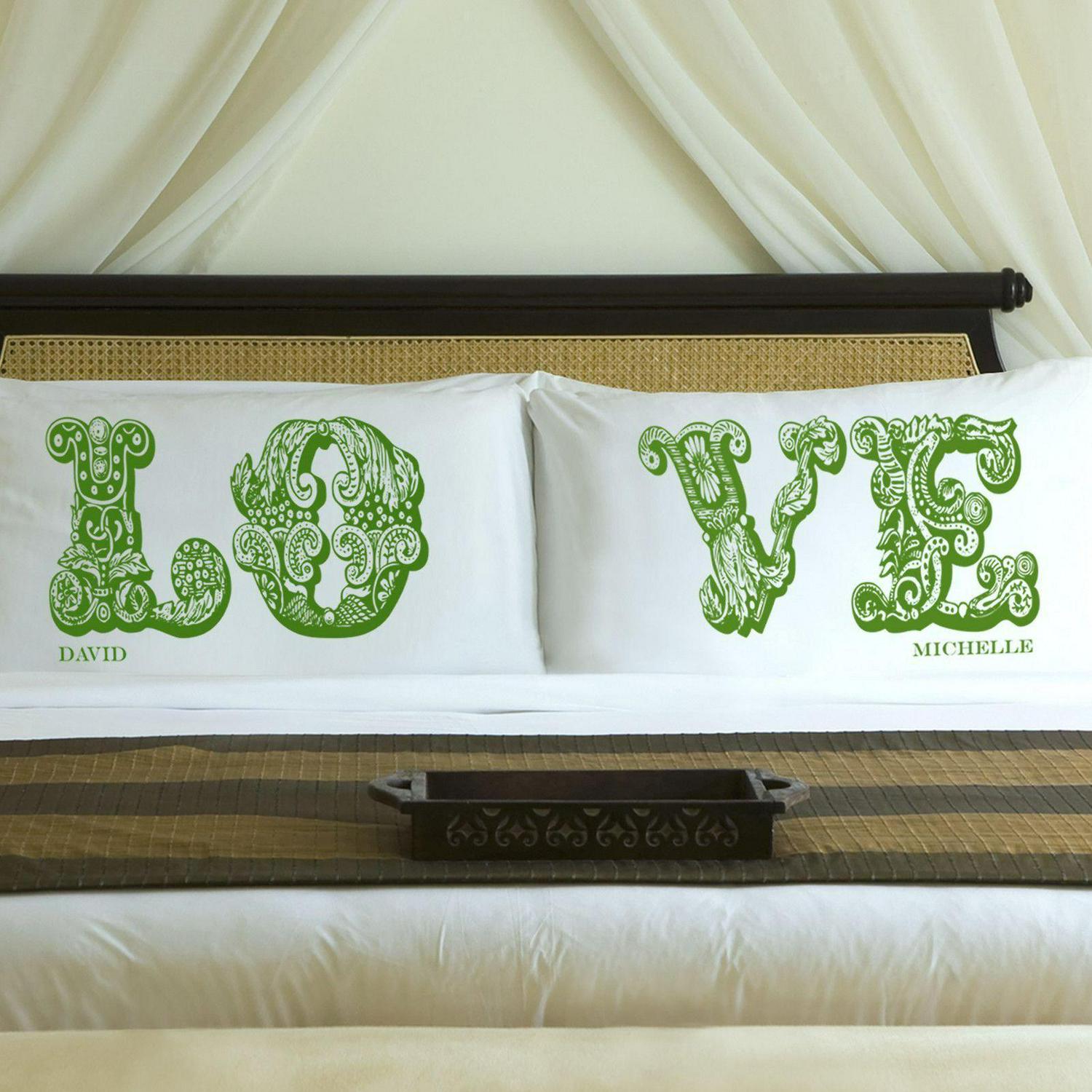 Personalized Couples LOVE Pillow Case Set