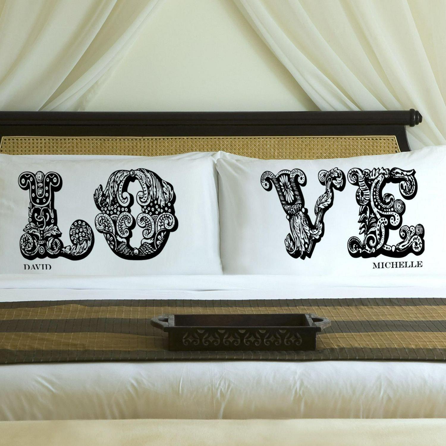 Personalized Couples LOVE Pillow Case Set