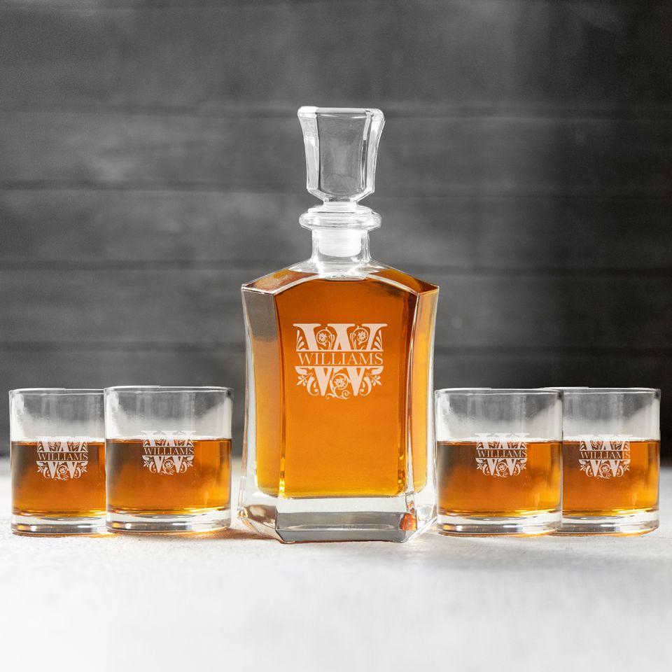 Personalized Decanter Set with 4 Lowballs