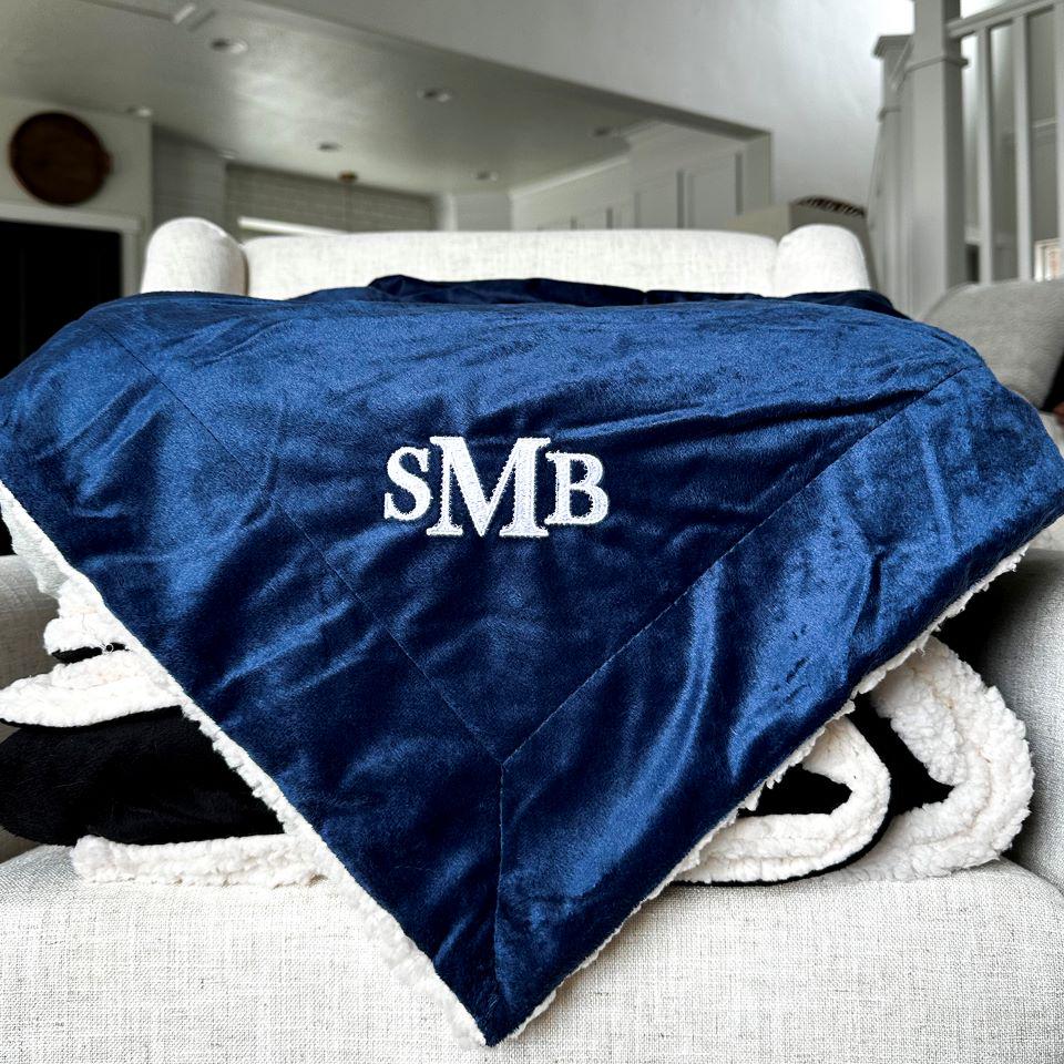 Personalized Embroidered Sherpa Blankets