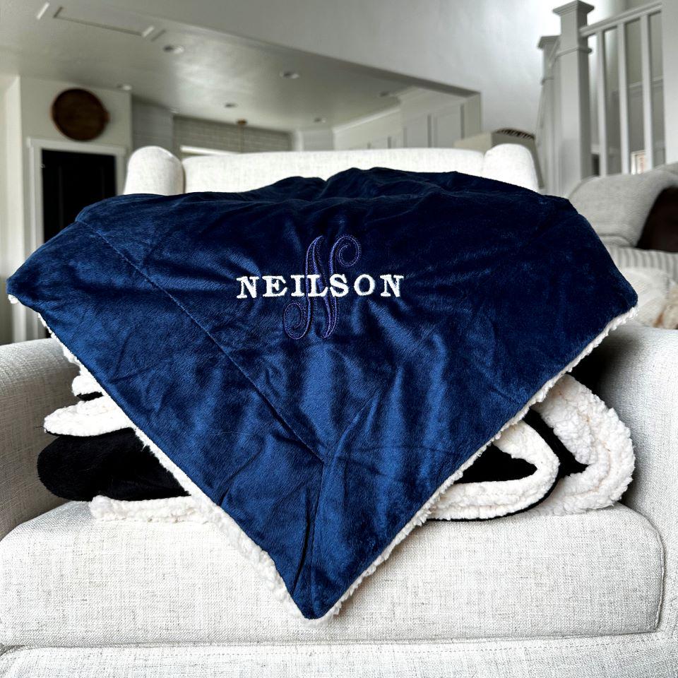 Personalized Embroidered Sherpa Blankets