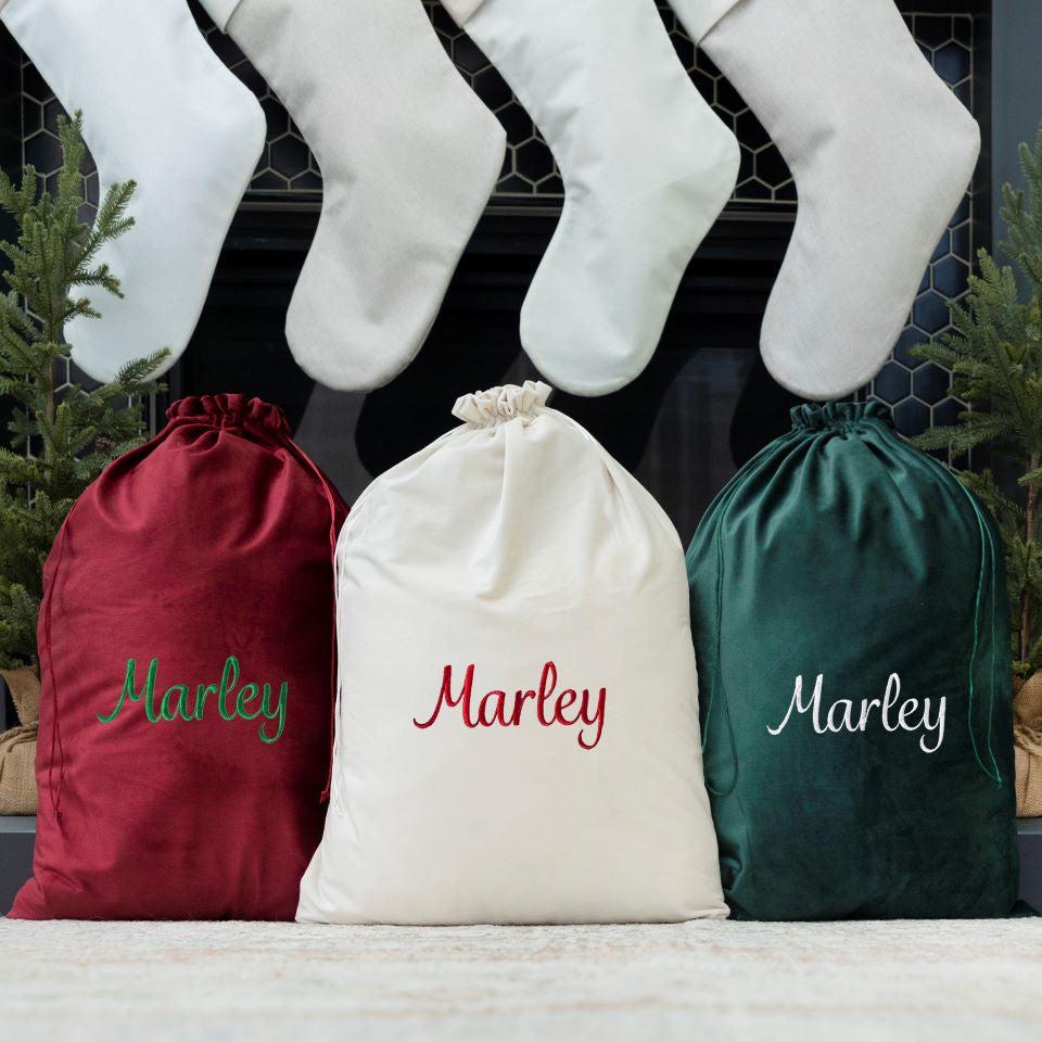 Personalized Embroidered Santa Bags