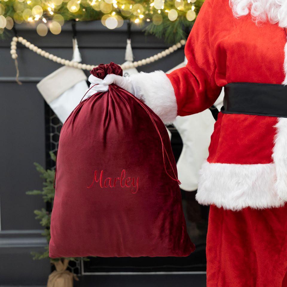 Personalized Embroidered Santa Bags