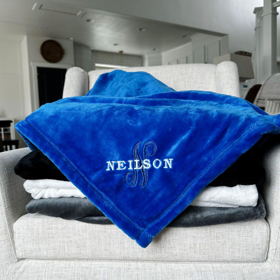 Personalized Embroidered Minky Touch Blankets