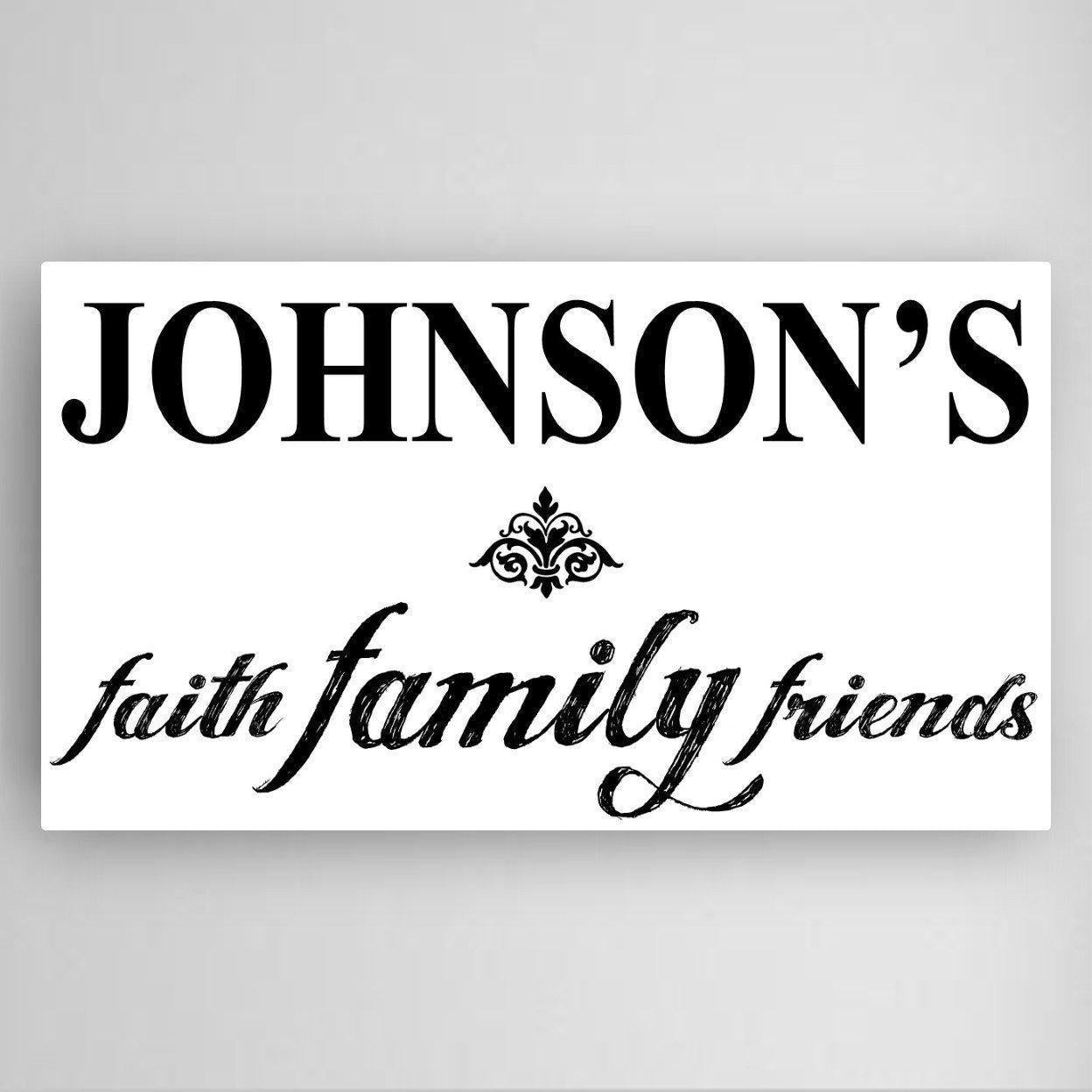 Personalized Faith, Family and Friends Canvas Sign