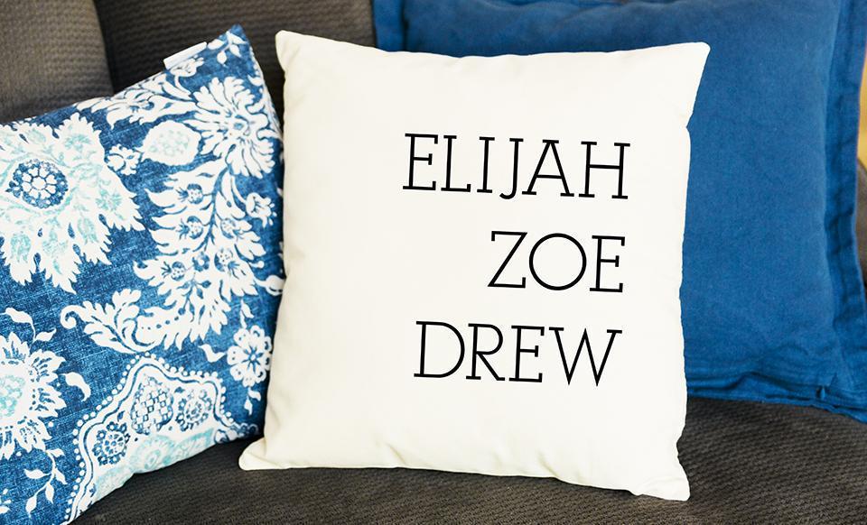 Personalized Family Names Throw Pillow Cover - Farmhouse