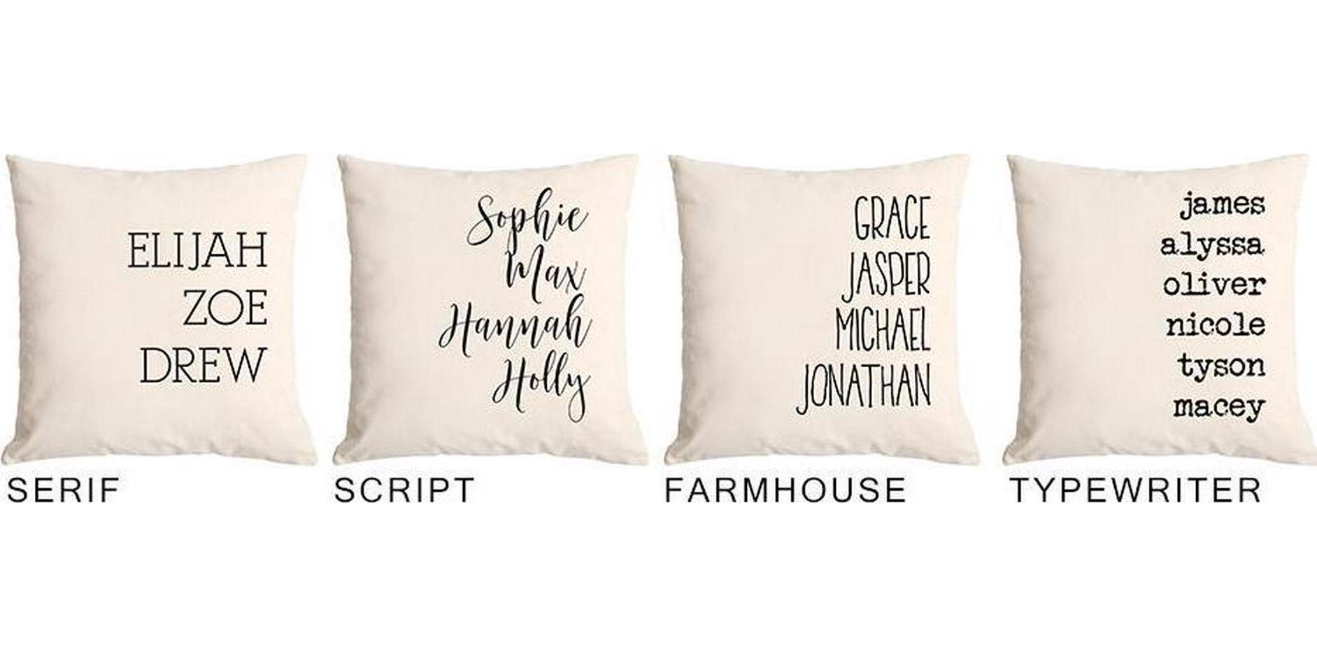 Personalized Family Names Throw Pillow Cover - Farmhouse