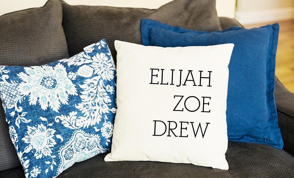 Personalized Family Names Throw Pillow Cover - Farmhouse