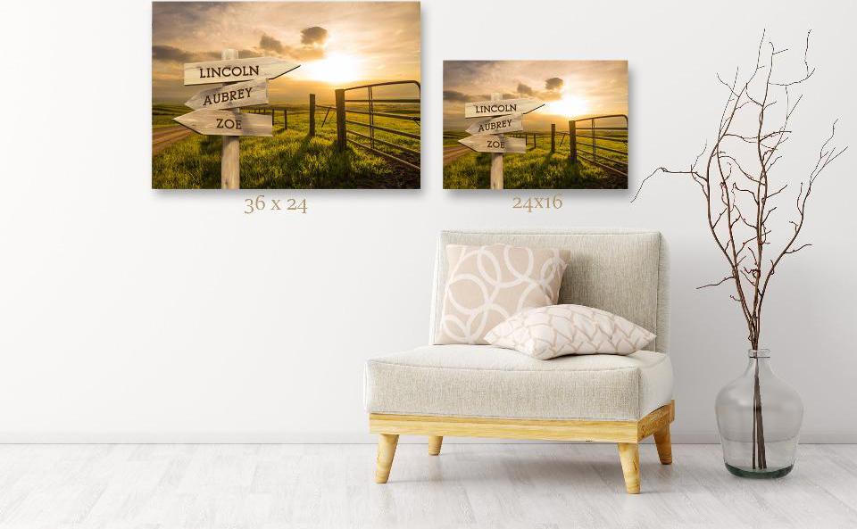 Personalized Farm Road Canvas Print with Family Names