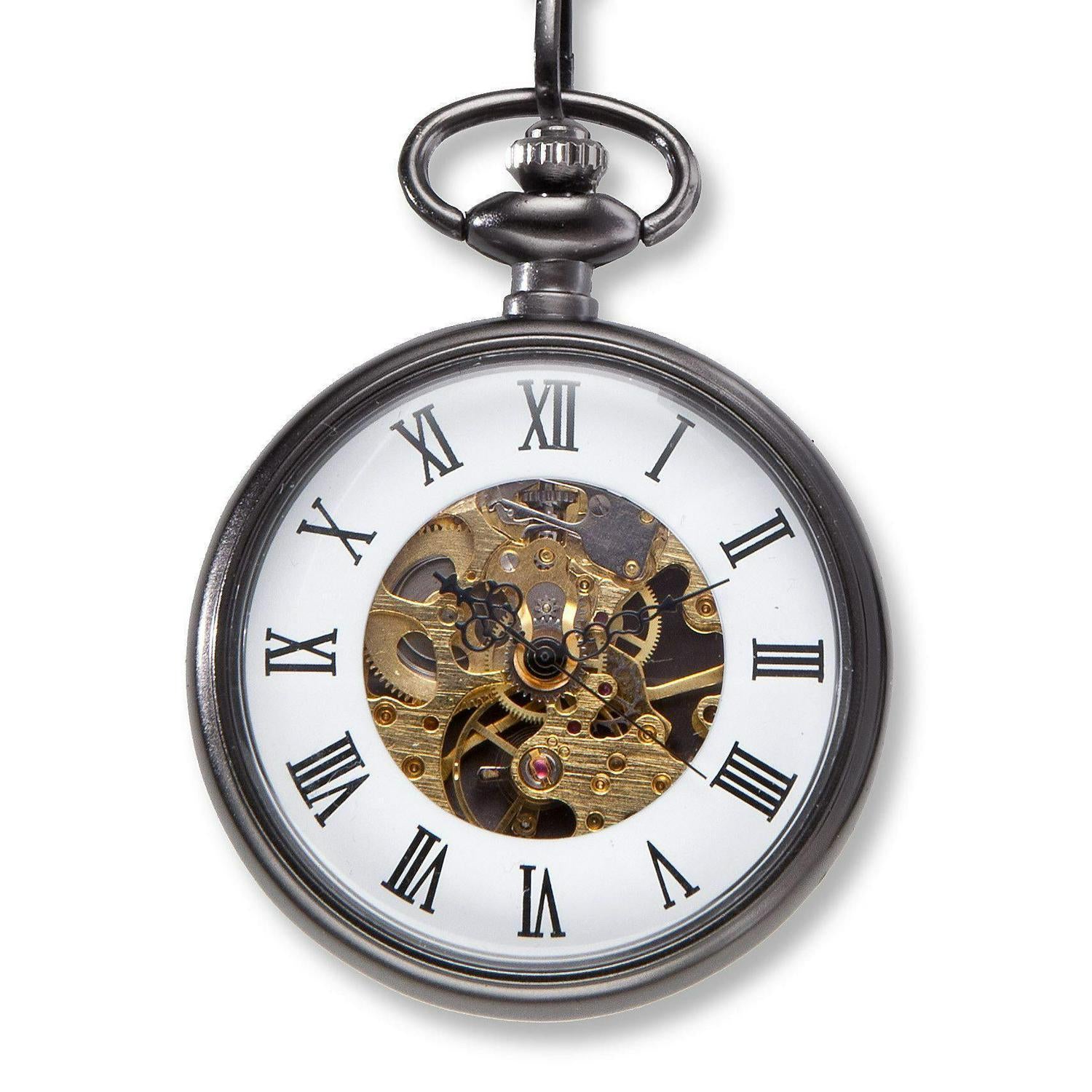 Personalized Gears Gunmetal Pocket Watch